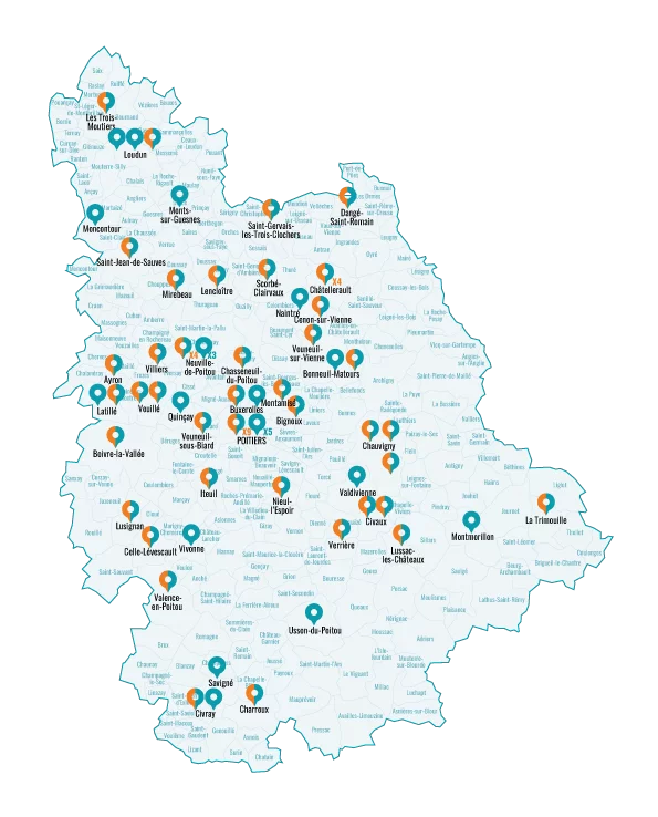 Carte des structures accueillante en Vienne
